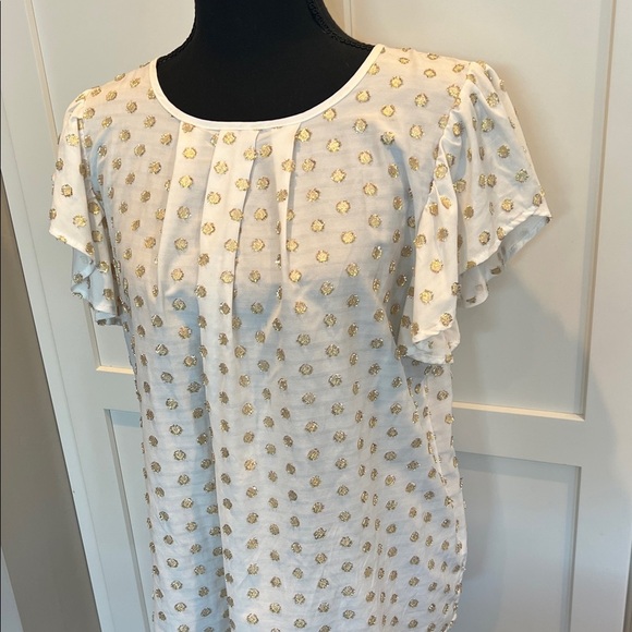 Anthropologie Amadi White and Gold Women's Blouse XS - Picture 3 of 9